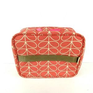 Orla Kiely Etc Cosmetic Zippered Make Up Bag Toiletries Travel Pink Stem